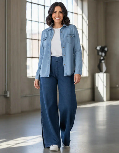 Pantalón Jean Palazzo Tajo Denim Talle Grande S A 3xl
