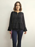 Blusa Camisa Importada Mangas Oxford Estilo Vars Boho Negro Lisa S
