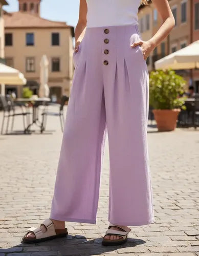 Pantalón  De Lino Culotte Palazzo