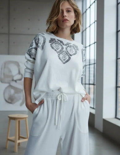 Sweater Tejido Importado Amplio Hasta Xxl Cod. 315 Oversize  Blanco Liso U