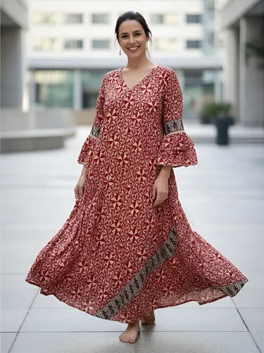 Vestido De India De Algodón Modelo Grande Hasta  Xxxl
