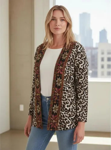Saco Chaqueta Bordada Importada  Tipo Vars Animal Print