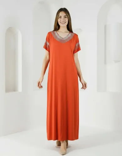 Vestido Modal Con Strass Importado Largo