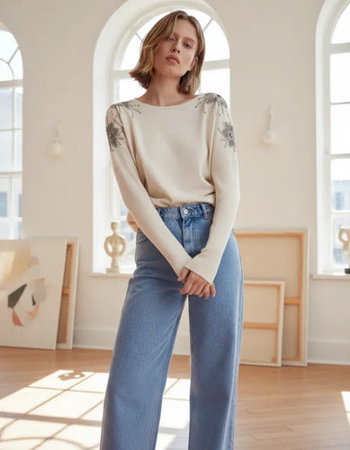 Sweater Tejido Importado Detalles Strass  Estrellas Cod. 314