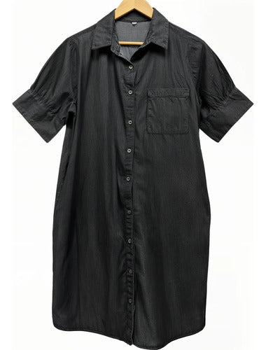 Vestido Jean Manga Princesa Denim Talle Grande Negro Lisa L
