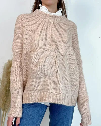 Sweater Tejido Con Bolsillo Oversize Amplio