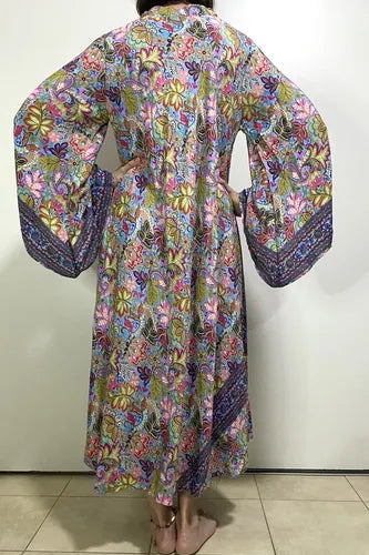 Vestido Mangas Oxford Importado Seda Hindú