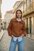 Sweater Tejido Importado X03 Marrón Liso Único