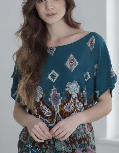 Remera Blusa Importada Estampada Lanilla Mandalas