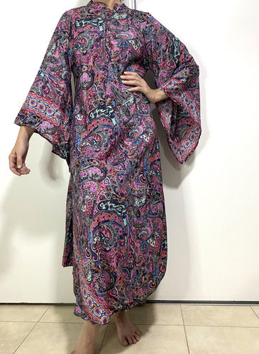 Vestido Mangas Oxford Importado Seda Hindú