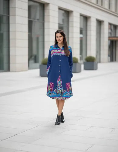 Camisa Vestido Largo Lanilla Importado Mandalas Estilo Boho