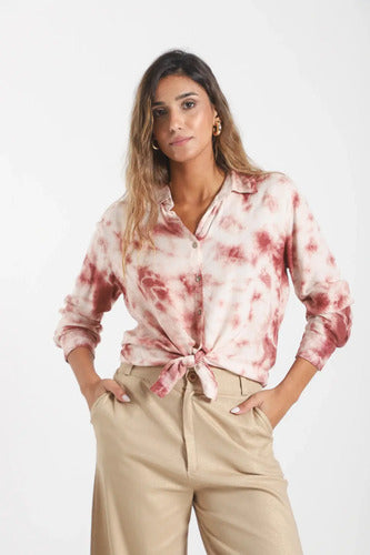 Camisa Blusa De India Batik Talle Especial Crudo Y Rosa Viejo Batik Xl