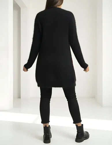 Saco Cardigan  Tejido  Peludo Pelo De Mono