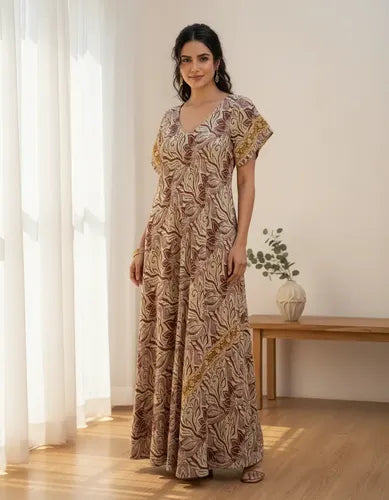 Vestido Largo Seda Boho Importado India Tipo Holi Rapsodia