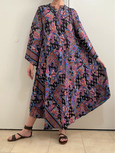 Vestido Mangas Oxford Importado Seda Hindú