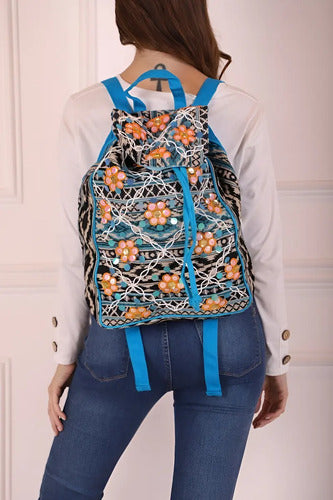 Mochila Bordada Estilo Folk Lentejuelas