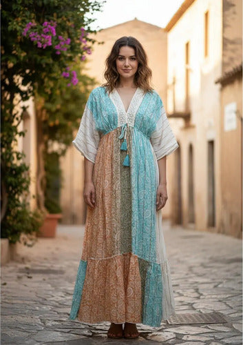 Vestido Largo De India Con Lurex