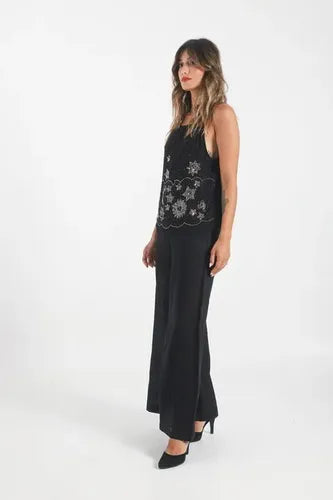 Blusa Top Musculosa Importada Lentejuelas Paillettes Negro Lentejuelas L