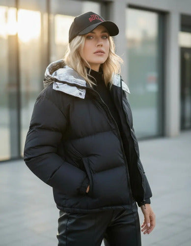 Campera  De Abrigo Puffer Importada Bicolor Negro Xxl