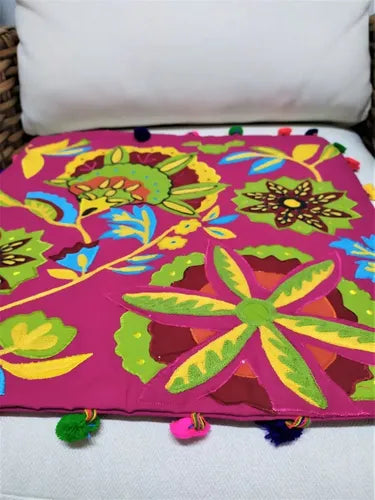 Funda De Almohadón Bordada Importada India 45 X 45