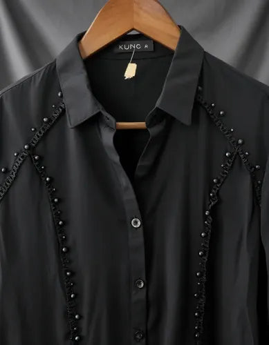 Camisa Importada Boho Perlas Y Puntillas (253)