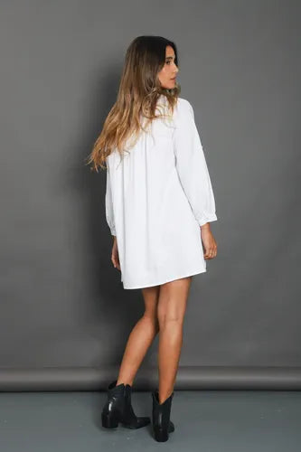 Vestido Boho Manga Larga Modelo Amplio Nuevo 2da Selección Off White Lisa M
