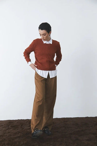 Sweater Pullover Trenzado Básico