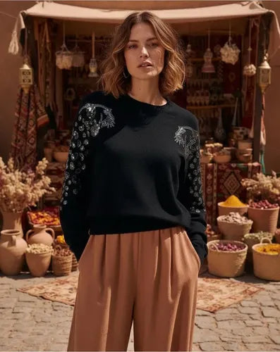 Sweater Importado Detalles Mangas Amplio Cod. 331 Hasta Xxl