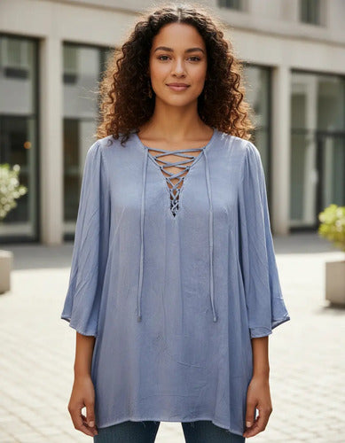 Blusa Tunica Camisa Importada Manga 3/4