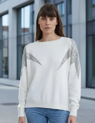 Sweater Tejido Estrella Importado Detalles Strass  Cod. 332 Rosa Único