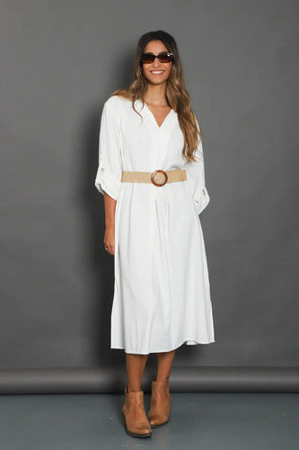 Vestido Largo Talle Grande De India Nuevo 2da Selección Off White Liso Xxl
