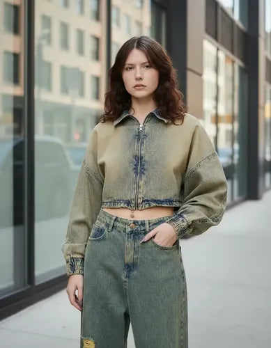 Campera De Jean Corta Modelo Amplio Oversize
