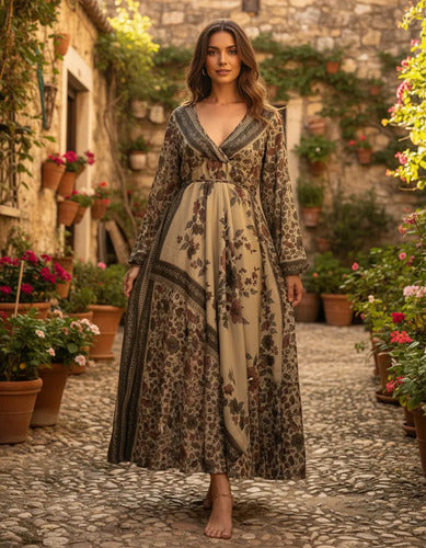 Vestido Mangas Oxford Seda Hindú Fiesta