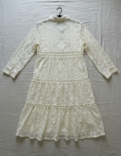 Vestido Camisero Abotonado De Encaje