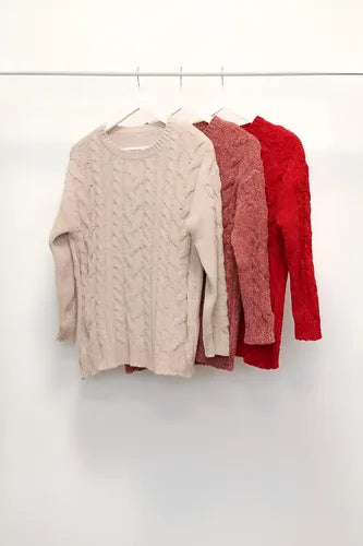 Sweater Chenille Tejido Ochos Rojo Ochos Único