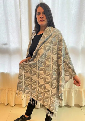 Pashmina Chalina Ruana Lanilla Rombos Importada