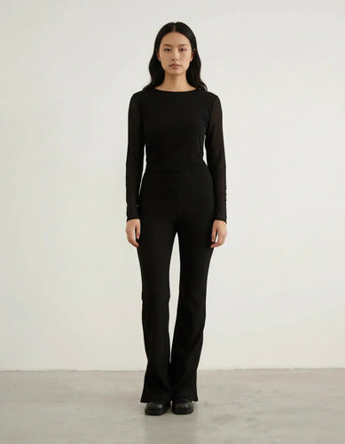 Pantalón Tipo Leggins Elastizado Oxford De Morley Negro Lisa 38