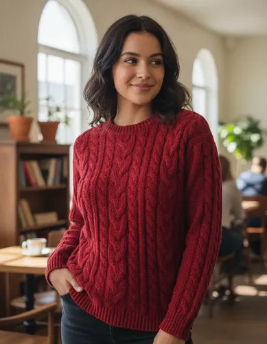 Sweater Chenille Tejido Ochos Rojo Ochos Único