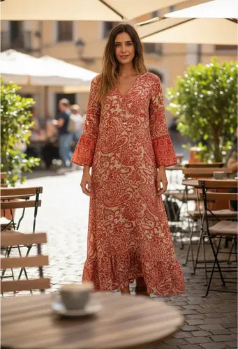 Vestido Largo De Seda Hindú Amplio Mod. 79