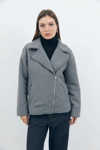Campera Abrigada Biker De Corderito Bouclé