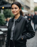 Campera Bomber Rasada Amplia Negro Único Liso