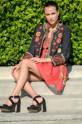 Saco Chaqueta Bordada De India