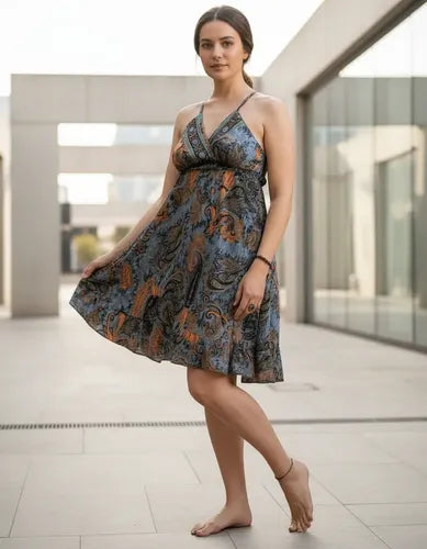 Vestido Solero Importado India Fiesta Boho T/ Rapsodia Holi