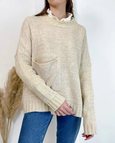 Sweater Tejido Con Bolsillo Oversize Amplio