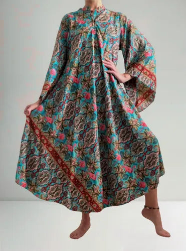 Vestido Mangas Oxford Importado Seda Hindú