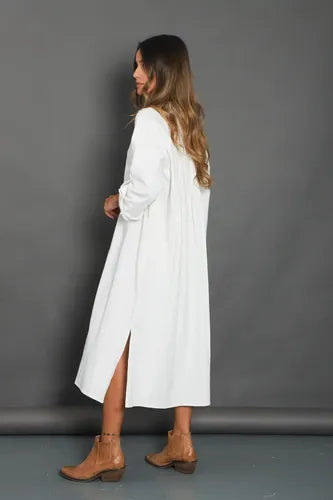 Vestido Largo Talle Grande De India Nuevo 2da Selección Off White Liso Xxl