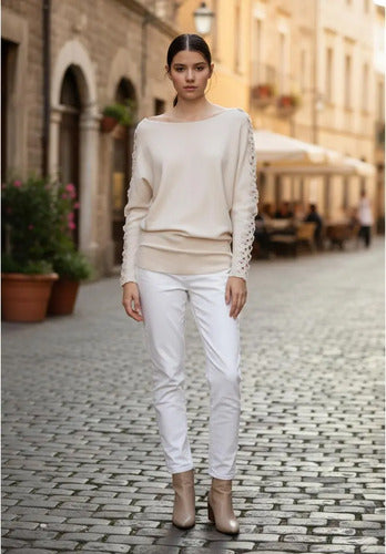Sweater Tejido Importado Detalle En Brazos Calidad! Cod. 171 Negro U