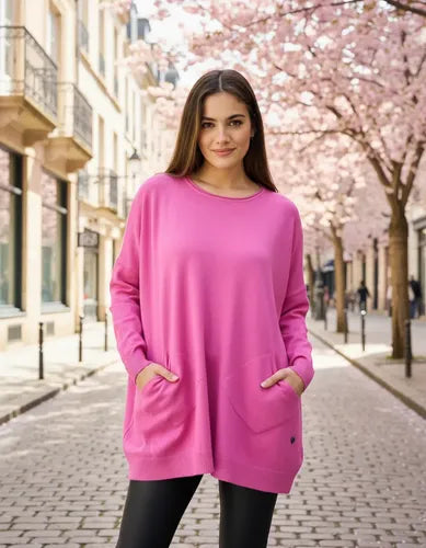 Sweater Bremer Amplio Oversize Hasta Xxl Importado Fucsia Liso Único