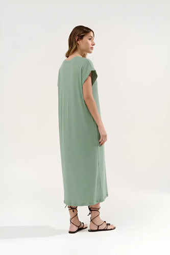 Maxi Vestido Sin Mangas De Mini Ribb Con Tajos Laterales